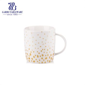 Caneca potável de porcelana de cerâmica com impressão em ouro para hotel e cafeteria. Copos novos bone china com alça grande