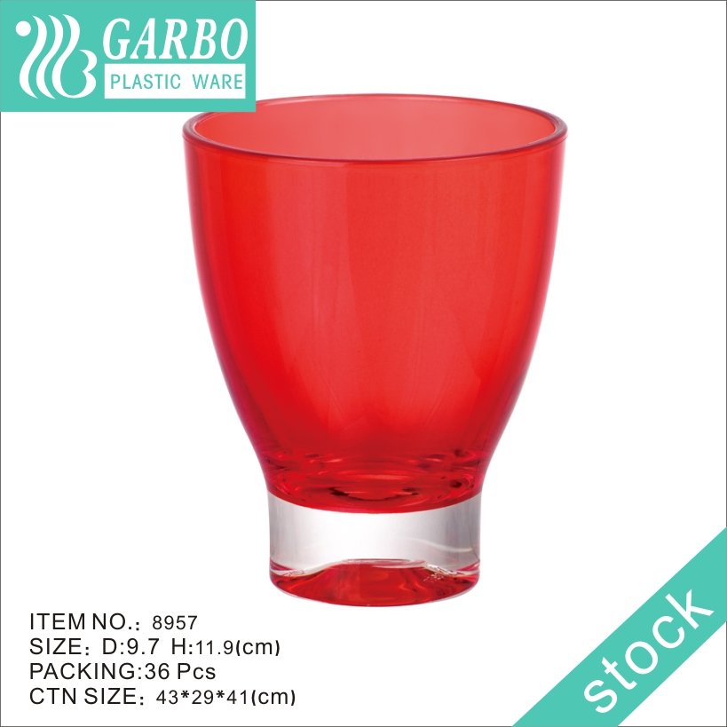 Wholesale vertical stripe design 360ml polycarbonate plastic whisky drinking glass cup