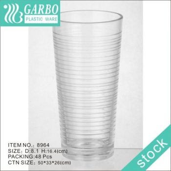 Copo alto de plástico transparente de policarbonato de 16 oz para freezer com desenho circular
