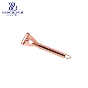 Y-Shaped Stainless Steel Peelers with golden grip handle hanging loop & Sharp Blade