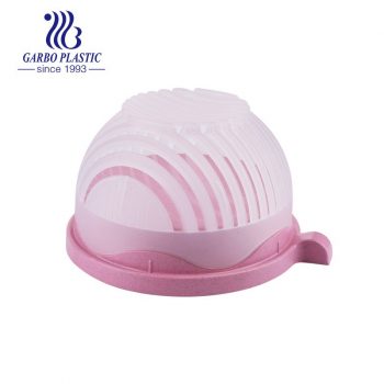 قش القمح الفاتح الوردي الحلو مادة بلاستيكية مقاومة للحرارة صحن سلطة الفاكهة مع غطاء