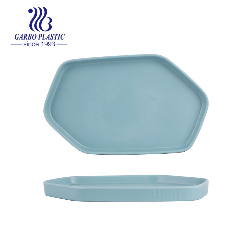 12 inch Premium Plastic Food Serving Tray Ocean Blue Durable Plastic Platter with Handle Suitable for Outdoor and Indoor