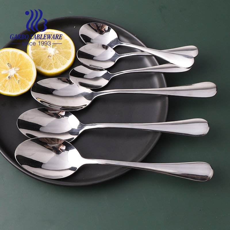 Factory wholesale plastic handle white color 410SS 13/0 stainless steel flatware dinner spoon