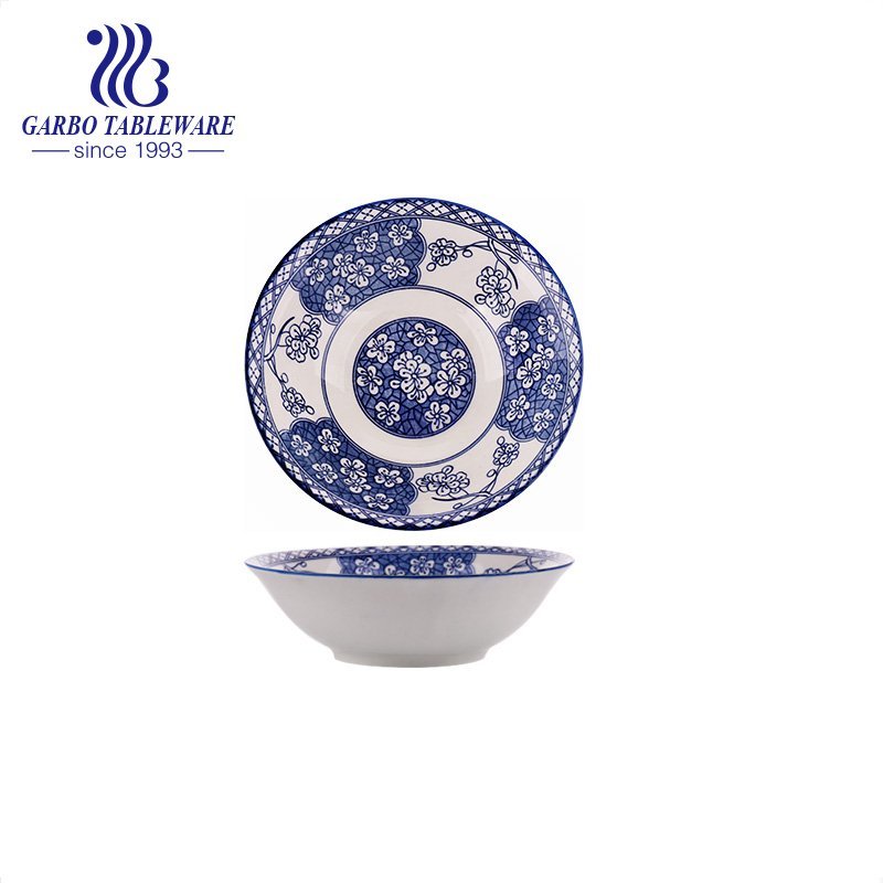 500ml cheap stoneware bowl with inside underglazed decal for home