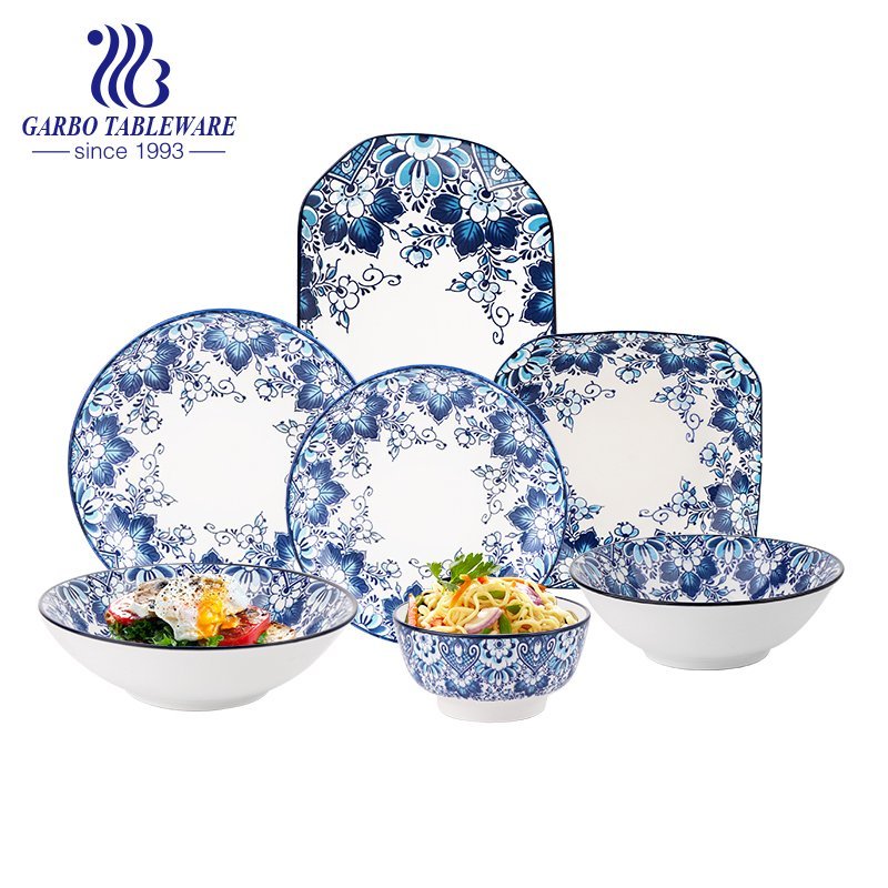أدوات المائدة الخزفية الفاخرة من مصنع Chaozhou تحت مجموعات أواني الطعام الخزفية الملكية المزججة