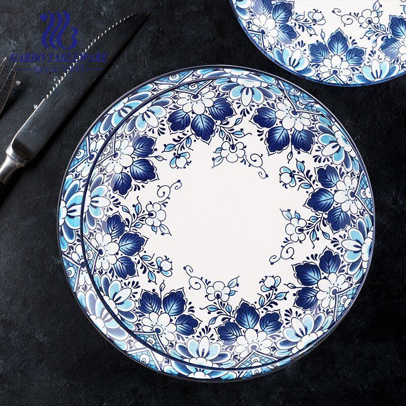 Großhandel Hotel Hochzeit Bankett serviert Lebensmittel Qualität einfache feine Porzellan 12-Zoll-Keramik Ladegerät Platte