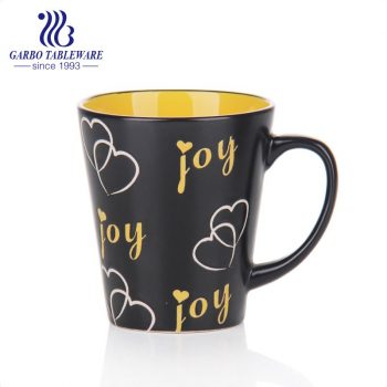 Double side color glaze ceramic porcelain coffee mug with print design China supplier wholesale ceramic mugs.