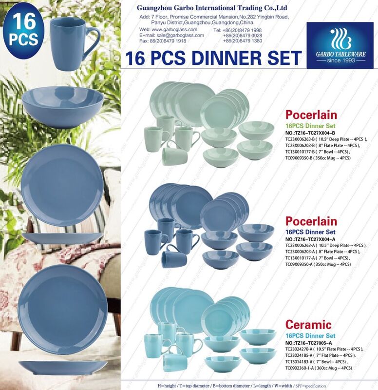 16-teiliges Keramik-Dinnerset mit verschiedenen Materialien und Designs, das für verschiedene Märkte in der Welt heiß verkauft wird.