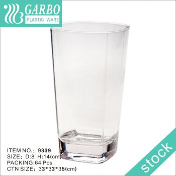Tasse en verre highball de forme carrée en polycarbonate personnalisé 46cl