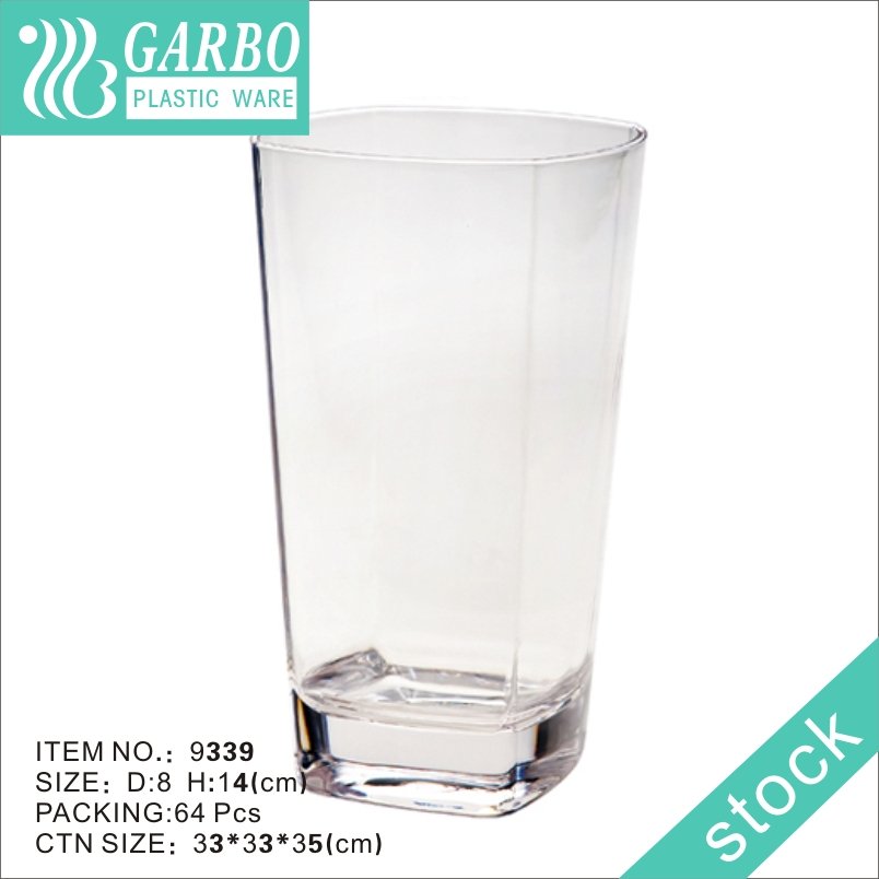 Wholesale durable 12oz transparent polycarbonate whiskey glass with thick base