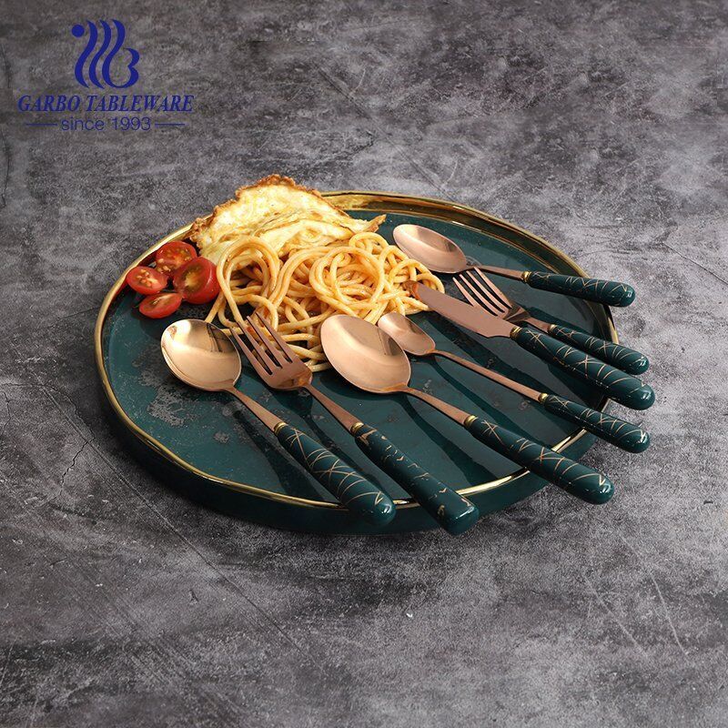 13/0SS decorated ceramic handle cheap dinner forks with good quality