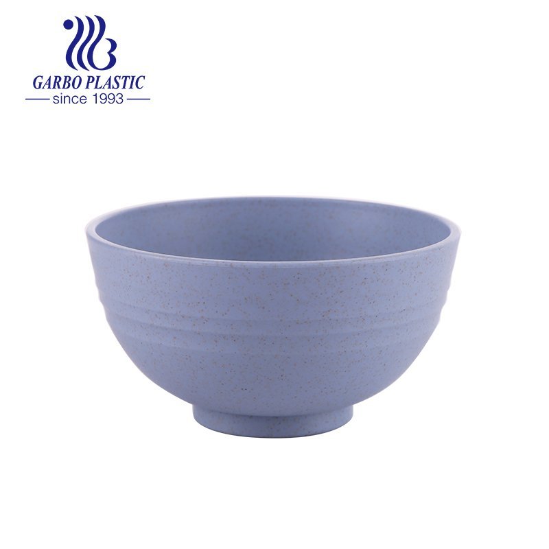 Baby blue diamond design wheat straw light plastic fruit salad bowl with smooth edge from China factory