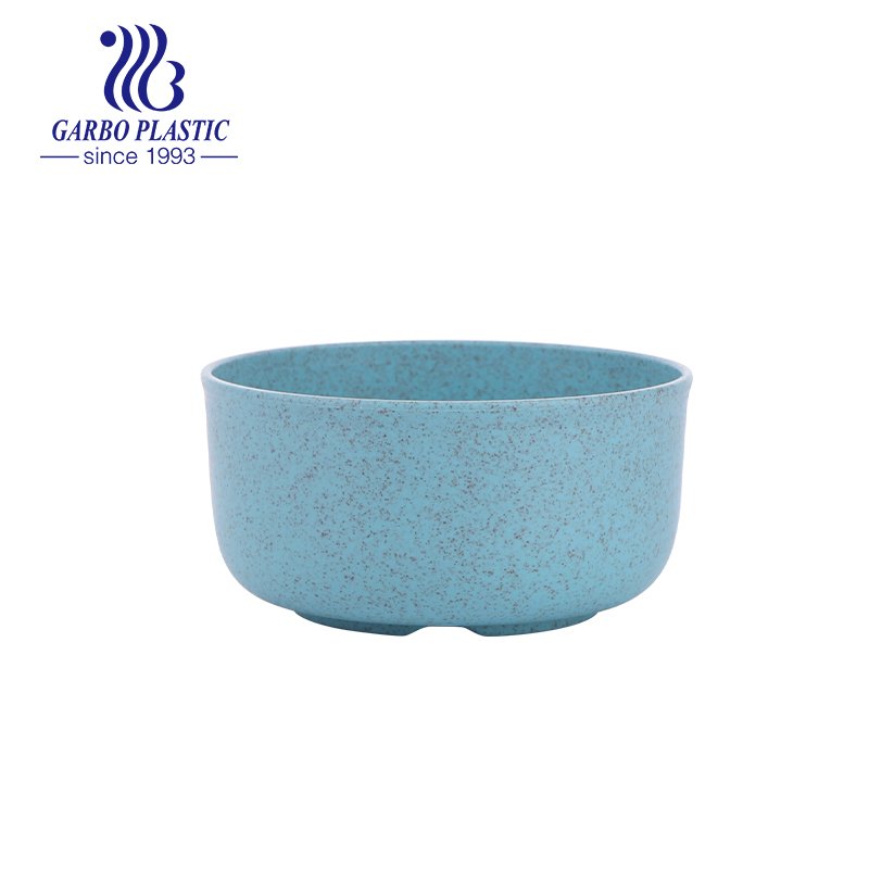 Baby blue diamond design wheat straw light plastic fruit salad bowl with smooth edge from China factory