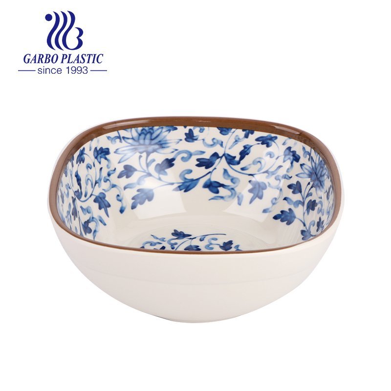 7 inch Chinese traditional pattern style triangle shape cheap plastic fruit dessert bowl with customized design