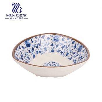 7 Zoll chinesische traditionelle Muster Stil Dreieck Form billige Kunststoff Obst Dessertschale mit individuellem Design