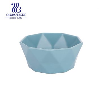 Baby blue diamond design wheat straw light plastic fruit salad bowl with smooth edge from China factory