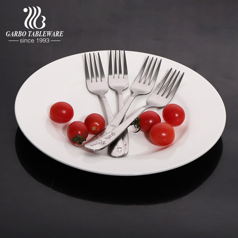 simple 410 stainless steel dinner forks with laser animal design logos