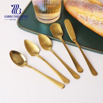 High quality golden plating stainless steel dessert spoon for ice cream and cake