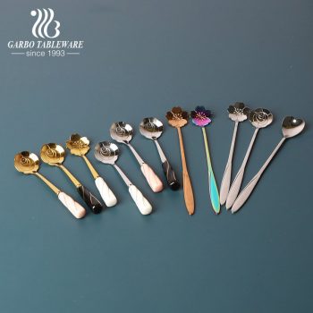 Cucharas de helado de cuchara de té de acero inoxidable de estilo corto y largo para uso en hoteles o en el hogar