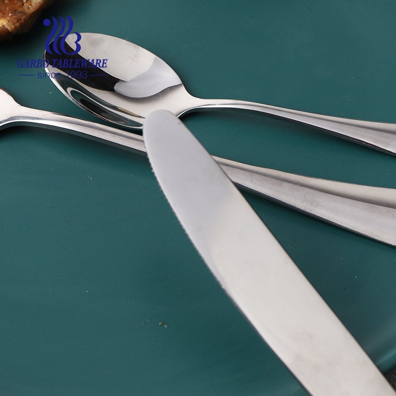 Глянцевый серебряный обеденный нож для столовой посуды Garbo