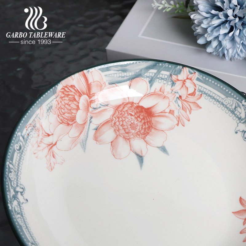 Оптовая торговля под глазурованным цветочным дизайном королевская равнина 7-дюймовая фарфоровая обеденная тарелка