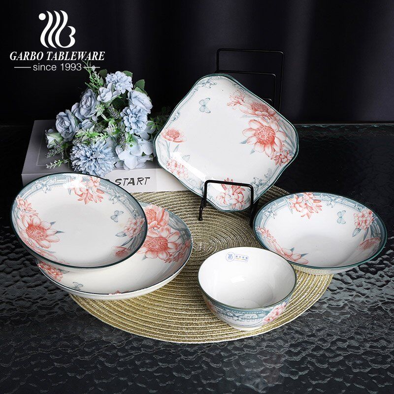 Wholesale under glazed flower design royal plain 7inch fine porcelain dinner plate