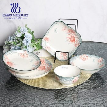 Wholesale under glazed flower design royal plain 7inch fine porcelain dinner plate