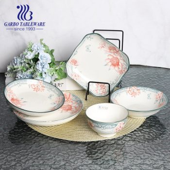 Venda por atacado com design de flores vidradas prato real de porcelana fina de 7 polegadas