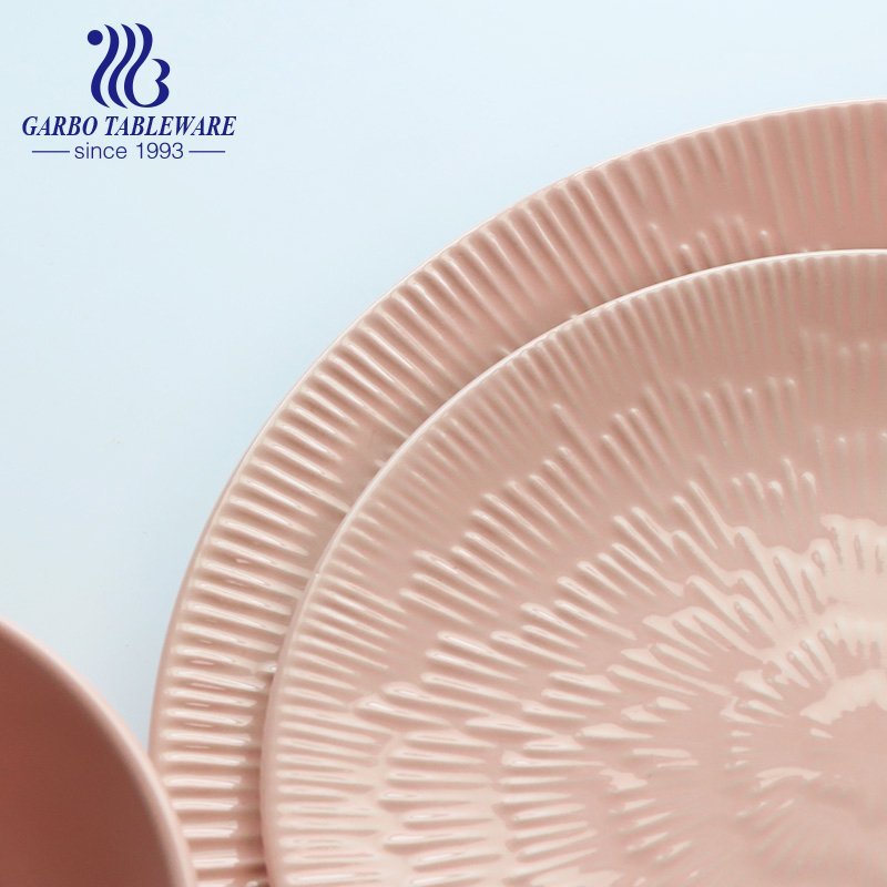 الصين مصنع الساخن بيع 20 قطع مجموعة أدوات المائدة للمنزل فندق الوردي تنقش الملكي السيراميك عشاء مجموعة