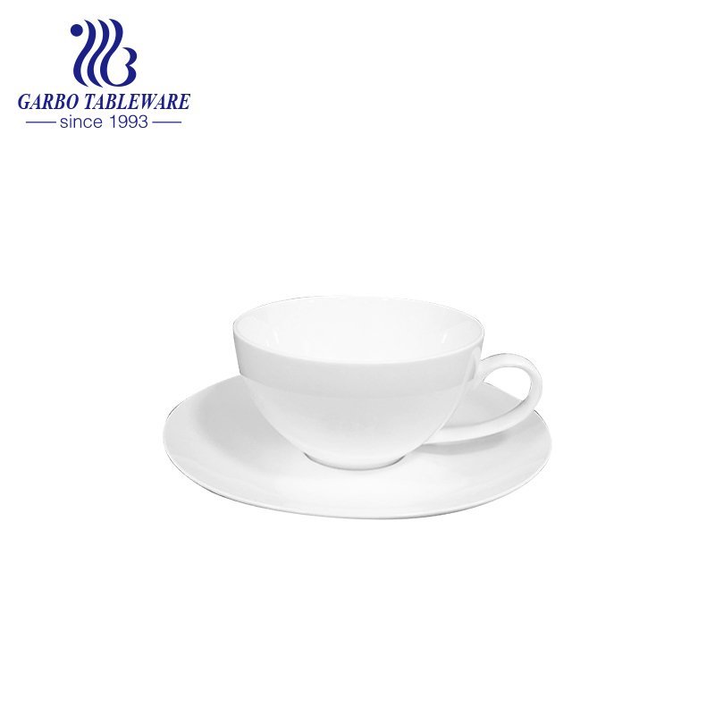 white porcelian round shape coffee cup and saucer set