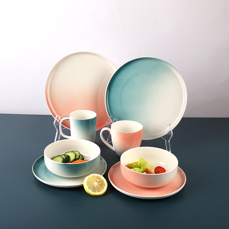 16-teiliges Keramik-Dinnerset mit verschiedenen Materialien und Designs, das für verschiedene Märkte in der Welt heiß verkauft wird.