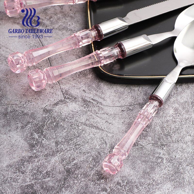 Garbo tableware popular stainless steel table dinner BBQ knife with transparent PP handle for restaurant kitchen