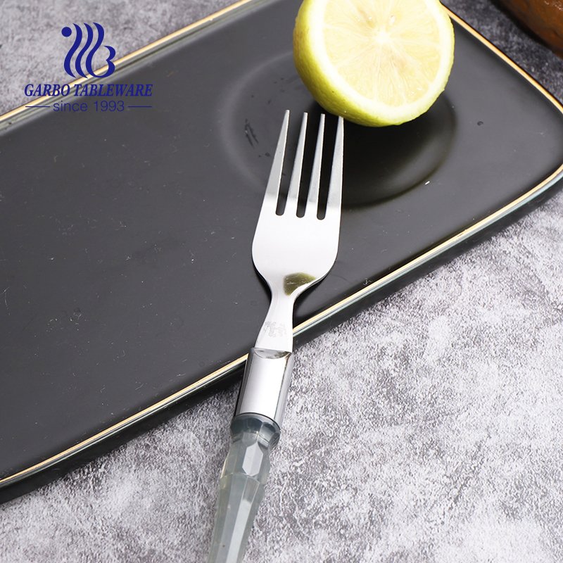 Wholesale cheap 410 13/0 SS dinner table forks with PS plastic handle