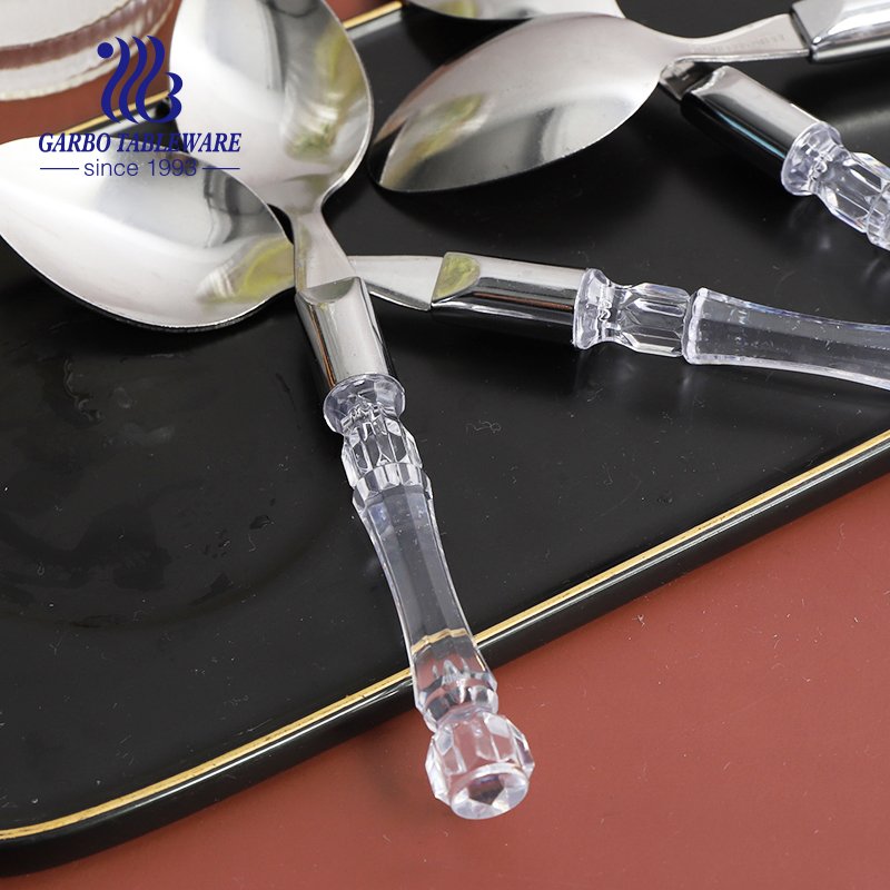 Garbo tableware popular stainless steel table dinner BBQ knife with transparent PP handle for restaurant kitchen