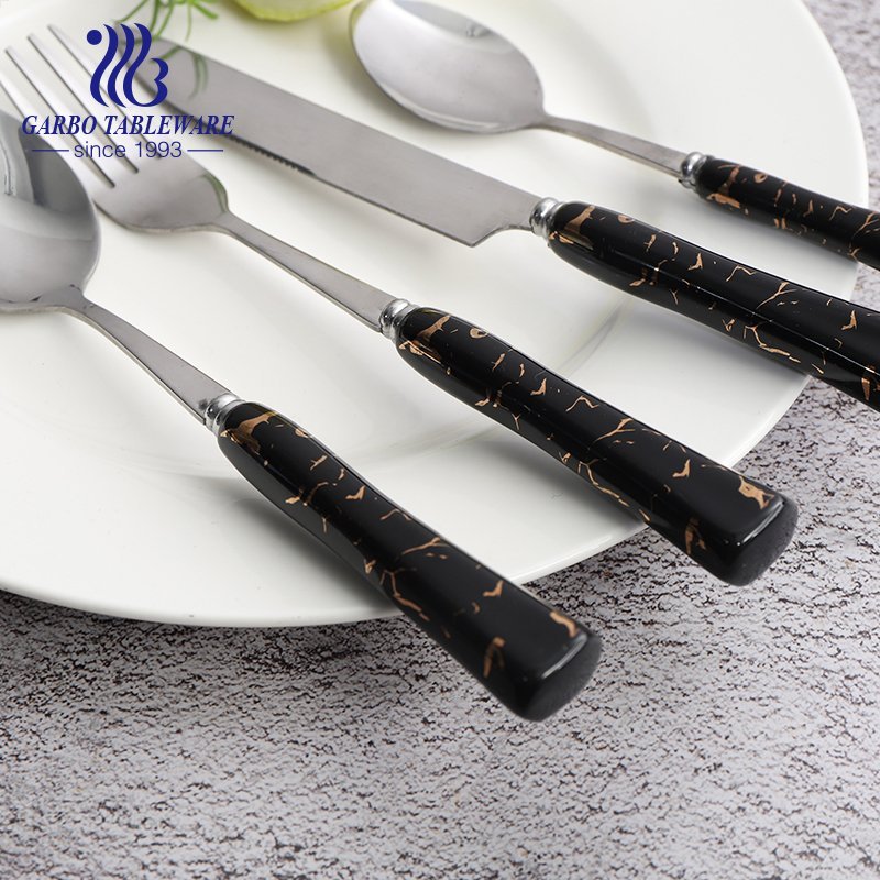 Wholesale flatware mirror polish steak knife stainless steel cutlery with ceramic handle