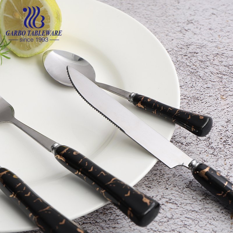 Wholesale flatware mirror polish steak knife stainless steel cutlery with ceramic handle