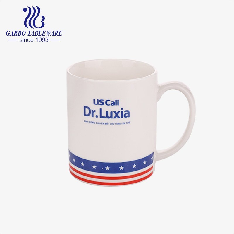 Caneca de água de porcelana esmaltada pintura à mão linhas simples decalque completo impressão canecas de cerâmica preta para cafeteria