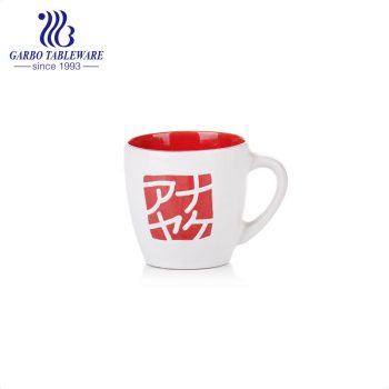 Taza de cerámica de estilo japonés de 100 ml esmalte de color interior tazas de café de porcelana con estampado exterior taza de té de 3 oz con manija pequeña