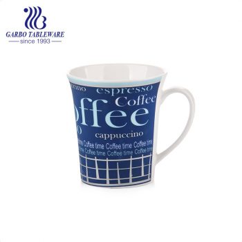 New bone china ceramic coffee time mug cappuccino cup espresso drinks mugs blue color full printing porcelain drinking tumbler