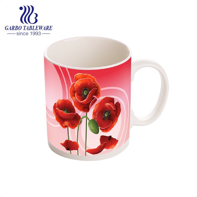 Good quality ceramic drinking mug color glass red classic round water mugs stonware Cup With Handle simple design Chinastone drink ware