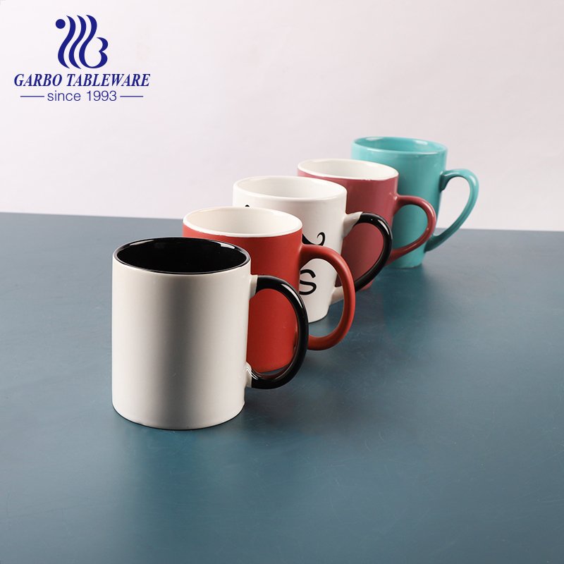 Porcelain water mug color glaze hand painting simple lines full decal print black ceramic mugs for coffee gift shop