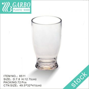 BPA free thick bottom 13oz polycarbonate beer drinking glass cup transparent