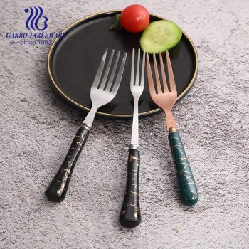 13/0SS decorated ceramic handle cheap dinner forks with good quality