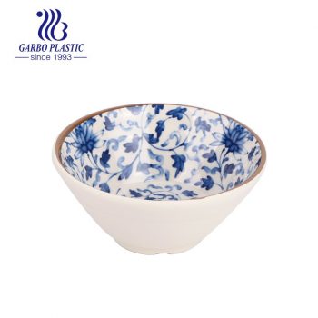 Machine-made cheap non-toxic 4.5 inch small plastic deep rice soup bowl with full traditional style decal design inside