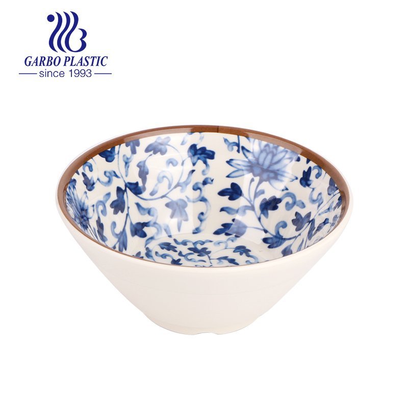 Machine-made cheap non-toxic 4.5 inch small plastic deep rice soup bowl with full traditional style decal design inside