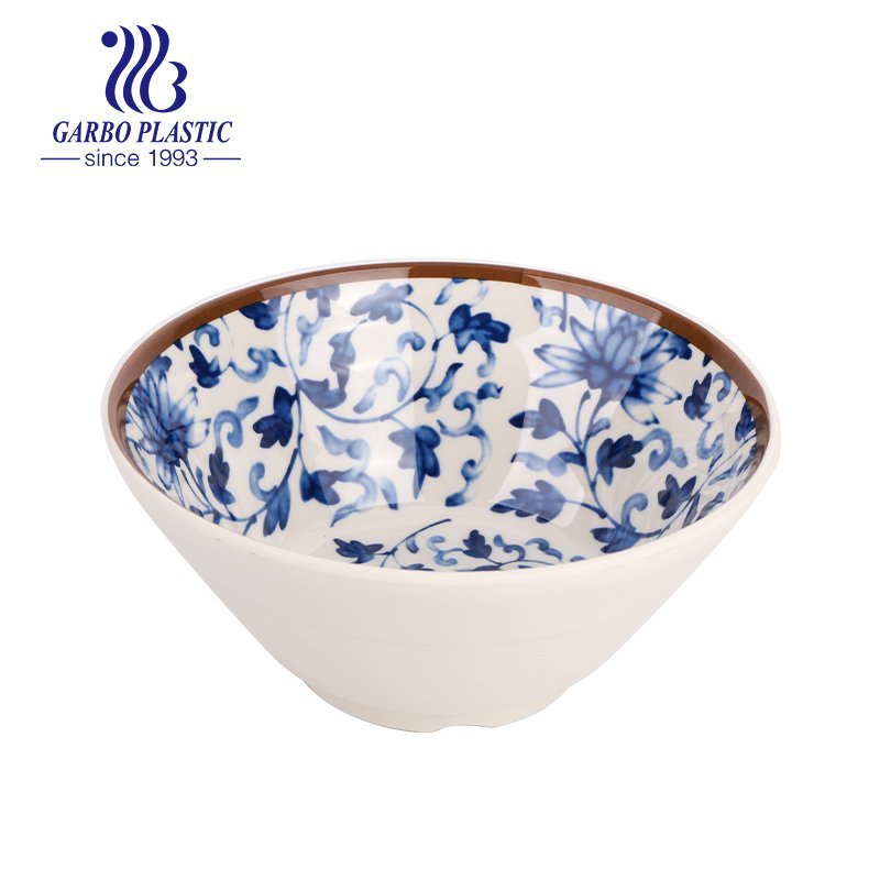 Machine-made cheap non-toxic 4.5 inch small plastic deep rice soup bowl with full traditional style decal design inside