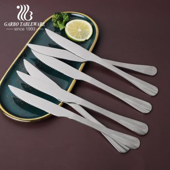 أساسيات 230 مللي متر طول سكين عشاء من الفولاذ المقاوم للصدأ الغذاء الصف 9 بوصة 410ss أدوات المائدة البولندية
