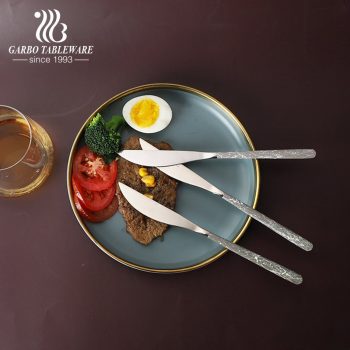 Elegantes luxuriöses graues Edelstahlbesteck-Set Marmoriertes Besteck Serviermesser mit PP-Griff für Partyhochzeit Home Restaurant Verwendung