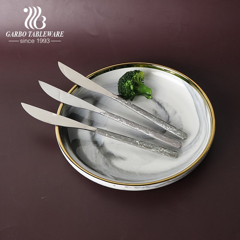 Dishwasher Safe Stainless Steel Dinner Knife Hot Selling Table Knife with Marbling Design Handle