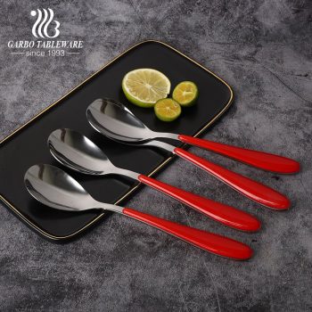 ABS Plastic handle with mirror polished 410 grade stainless steel flatware dinner dessert spoon